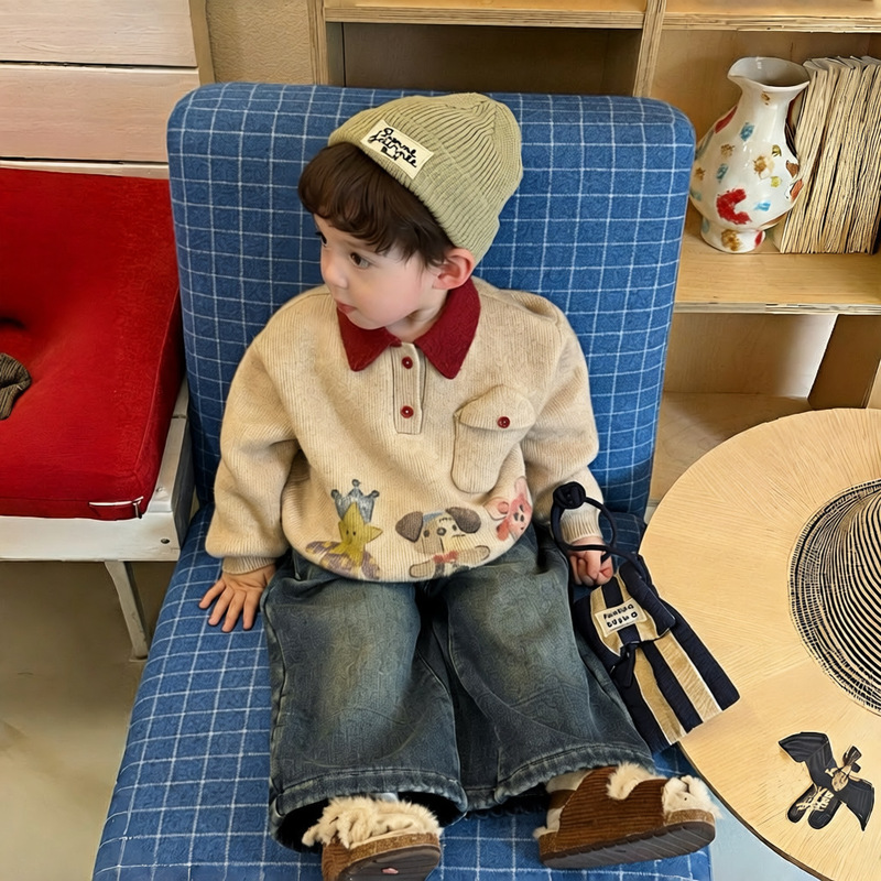 Winter Clothing 1 Year Old - Erkek çocuk kalınlaştırılmış sıcak tutan kazak,