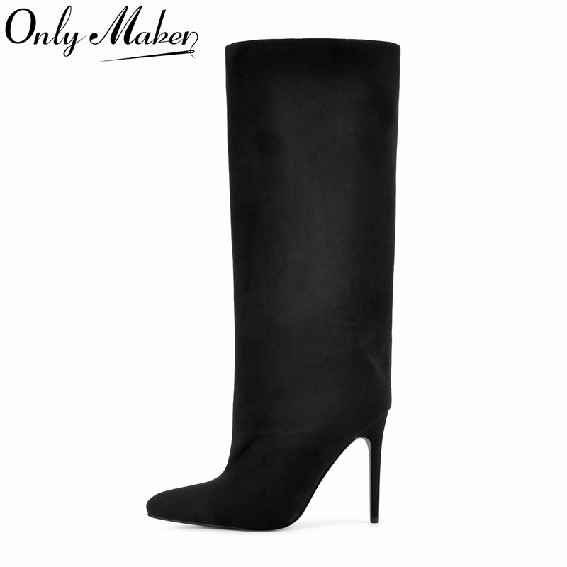Winter Clothing Women'S - Onlymaker Siyah Suni Süet Diz Boyu