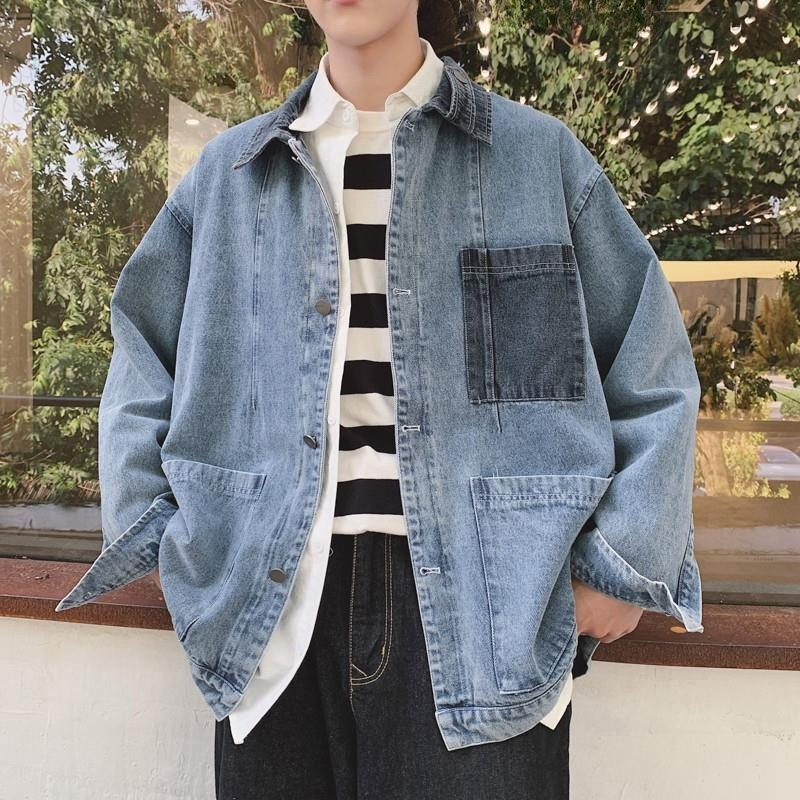 Winter Clothing Aesthetic - Sonbahar Düğmeli Kovboy Ceket Erkek Kore