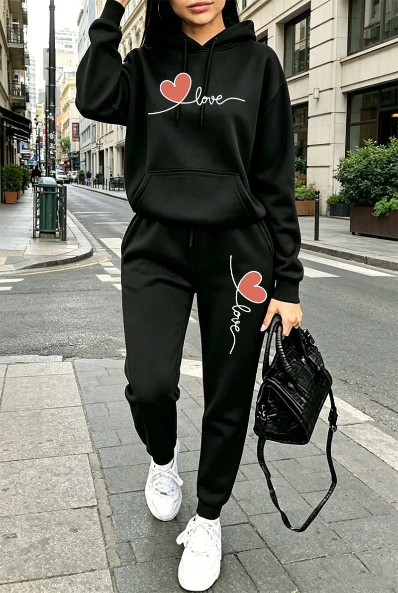 Winter Clothing Women'S - Kadın Eşofman Takımı Baskılı Günlük Uzun