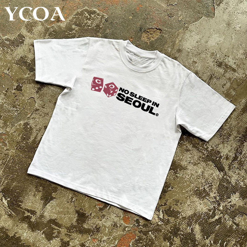 Winter Clothing Aesthetic - Erkekler T-Shirt pamuk boy mektup Y2k