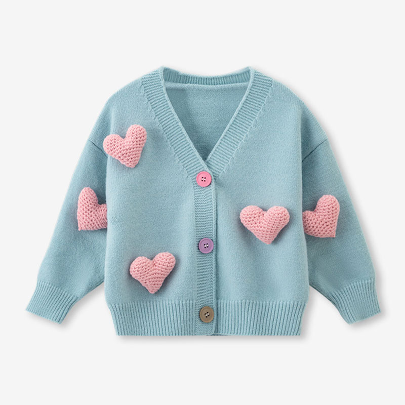 Winter Clothing 1 Year Old - Kız Kazak Ceket Üç Boyutlu Aşk