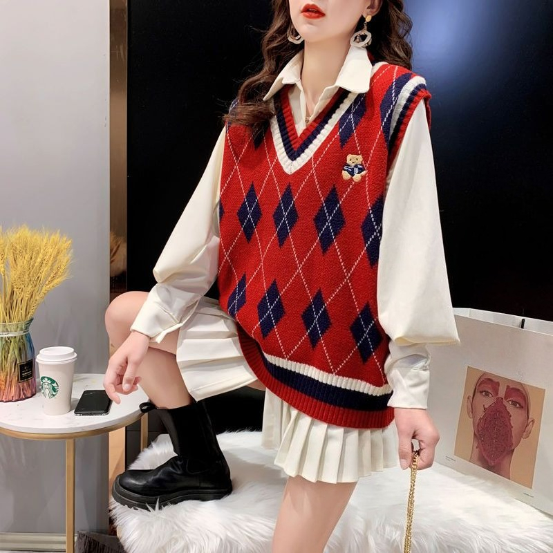 Kadınlar için Kırmızı Örgü Yel - Winter Clothing Aesthetic incelemesi ve fiyatı
