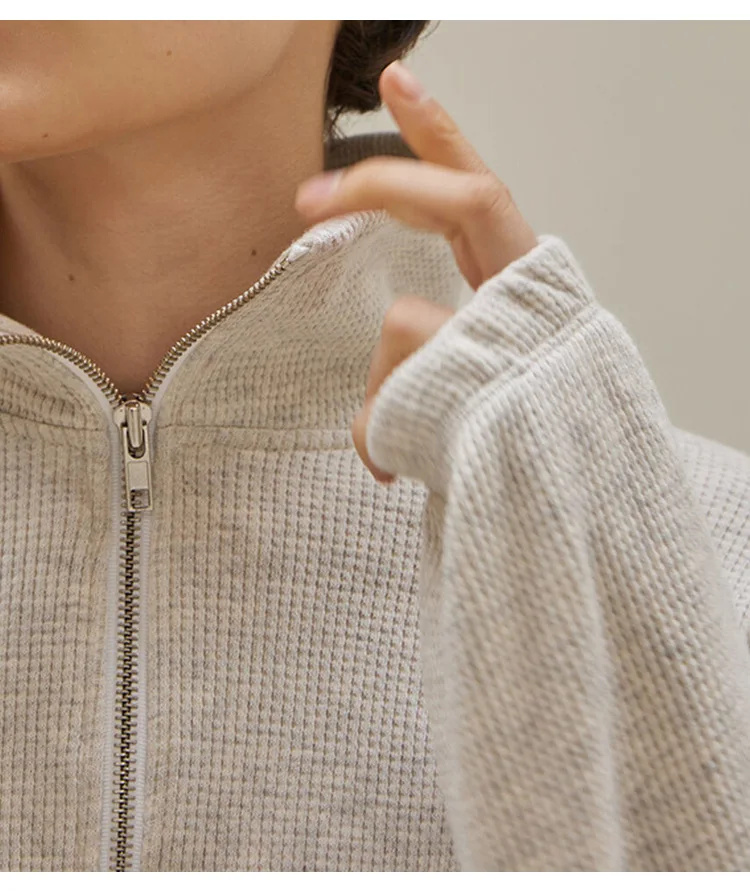 Pamuk Waffle Fermuarlı Kapüşon - Winter Clothing Aesthetic incelemesi ve fiyatı